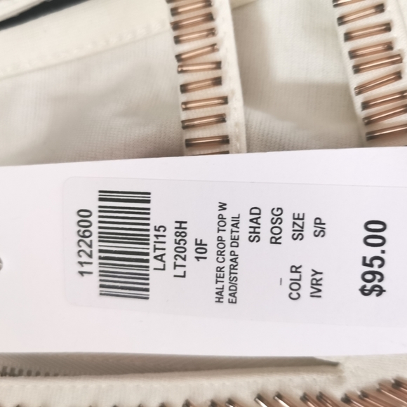 Never been worn. Honey, crop top, ivory/rose gold, small - Picture 3 of 3